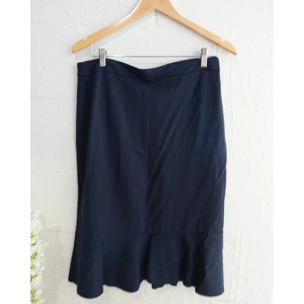 Cato Navy‎ Ruffle Pencil Skirt Size Medium